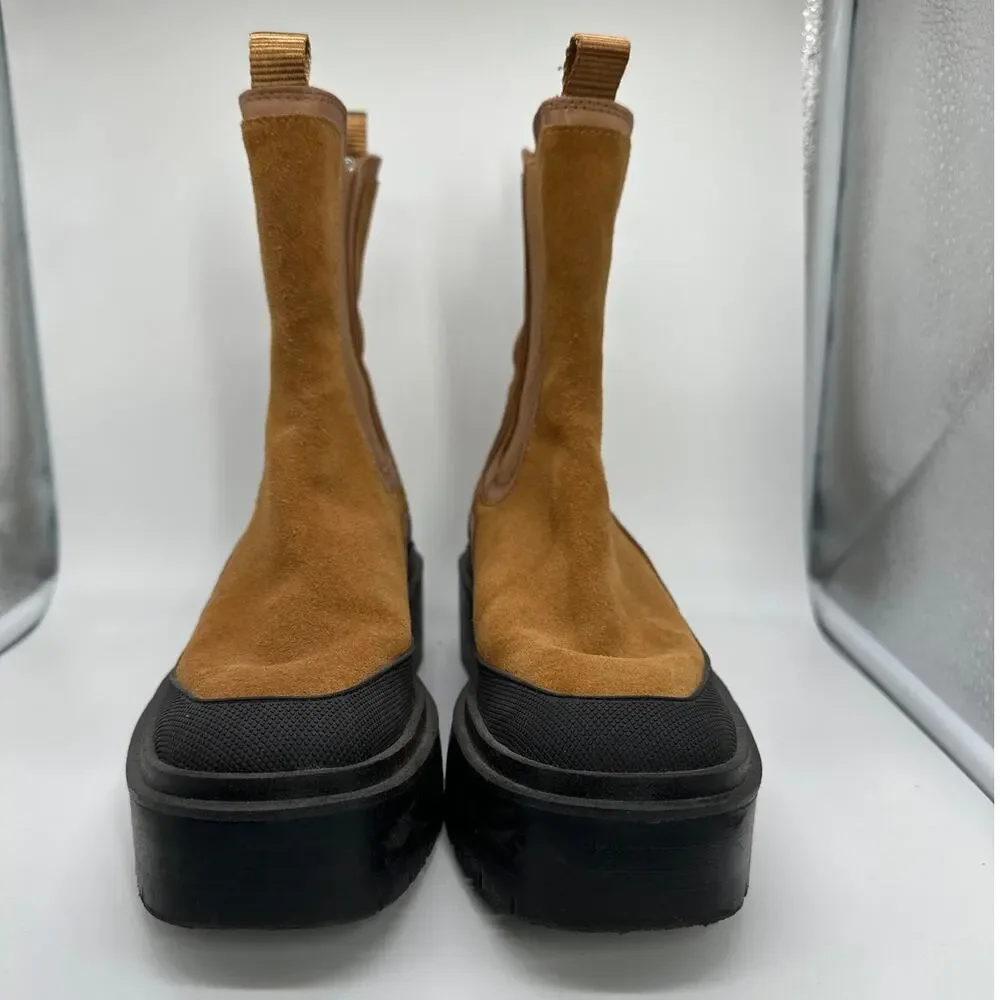 Sam Edelman Lulia Chelsea Boots Camel Suede Brown Water Resistant Sz 7 Pull On - Picture 3 of 10